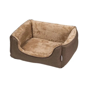 Gor Pets Ultima Bed in beige showing the thick foam base and supportive high-walled design.
