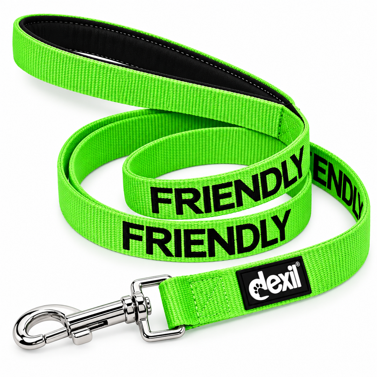 Embroidered 'Friendly' Green Dog Lead