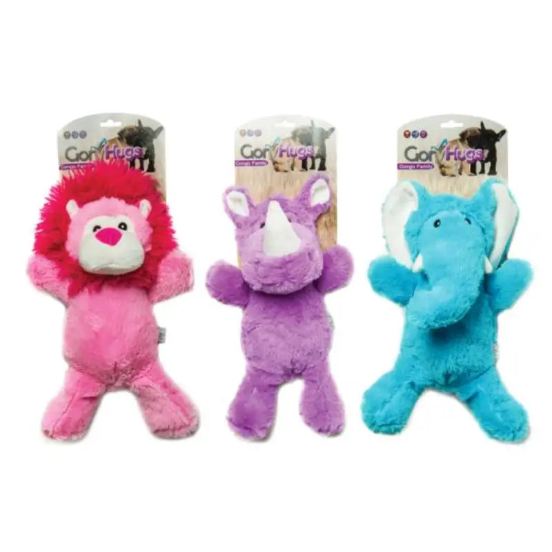 Gor Hugs Congo Family plush dog toy in vibrant purple with long floppy arms and 32cm height