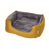 Gor Pets Ultima Bed in mustard showing the thick foam base and supportive high-walled design.