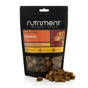 Nutriment natural treats packaging with chicken flavor on a white background