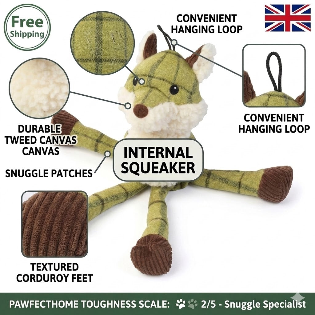 Plush toy with features highlighted on a white background