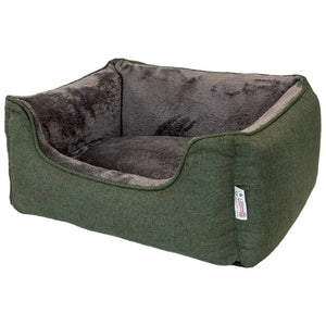 Gor Pets Ultima Bed in green showing the thick foam base and supportive high-walled design.